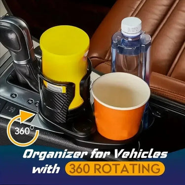360° Rotating Dual Car Cup Holder & Phone Mount - InspiredGrabs.com